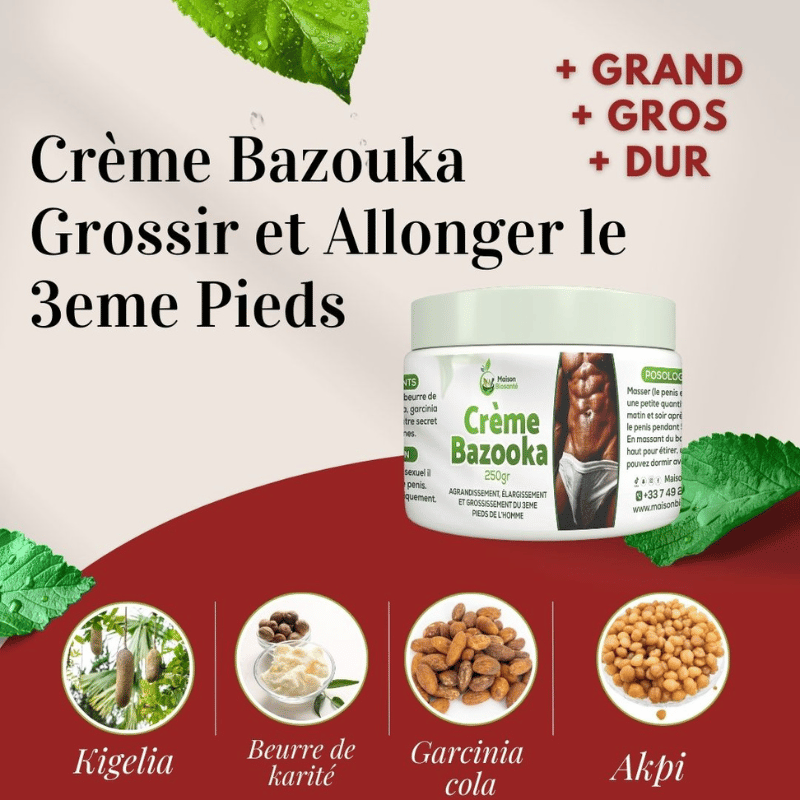 BAZOUKA CREME AGRANDISSEMENT GÉNITAL DE L'HOMME 100% BIO